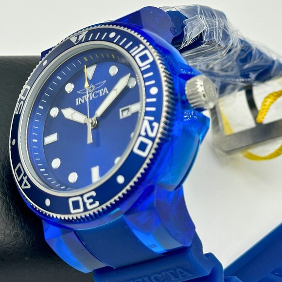 BRAND NEW Invicta Pro Diver Anatomic TRANSPARENT Blue strap Blue Case Watch - Picture 1 of 8